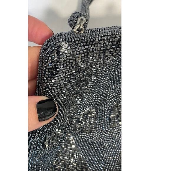 Vintage 60s Richere Bag by Walborg Black Hand Made Beaded Evening Purse - Picture 5 of 9